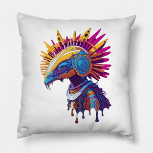 Alien Bird - Ancient Alien with Helmet with Spikes. Pillow