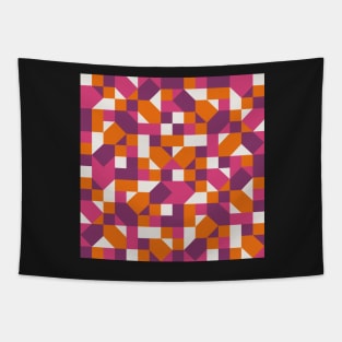 Mid Mod Crazy Squares Pink Orange Tapestry