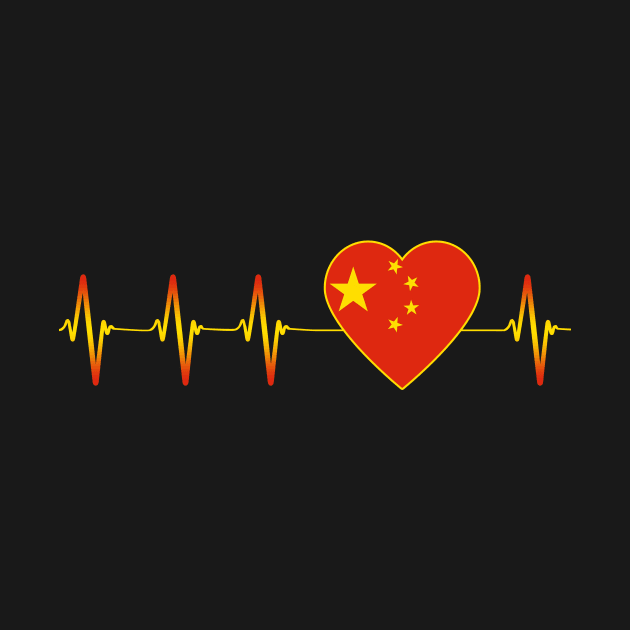 Chinese Heartbeat I Love China Flag Heart Pulse Country by Eyes4