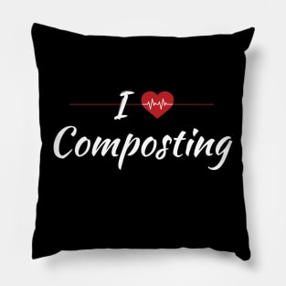 I Love Composting Cute Red Heart Pillow