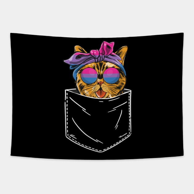 LGBT Cat Fake Pocket Bisexual Gay Lesbian Funny Bi Pride Tapestry by Kuehni