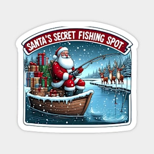 Fishing christmas santa Magnet