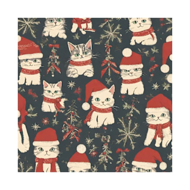 cute white kitten christmas pattern by cloudviewv2