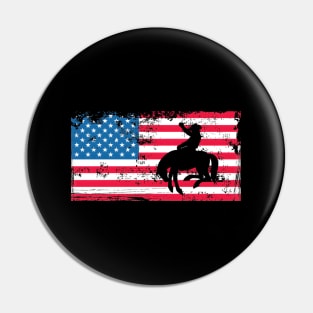 American Flag Rodeo Bronc Horse Riding Cow Cow Pin