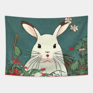 Cute Red Christmas Bunny Rabbit Loves Elegant Merry Christmas New Year Tapestry