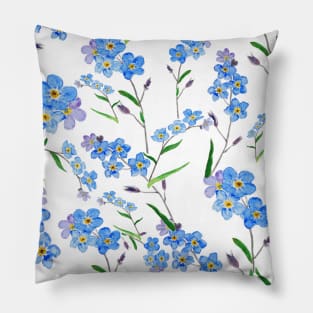 blue forget me not pattern Pillow