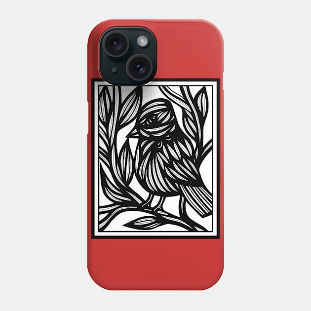 Black and White, Art Print, Illustration Bird, Wall Art, Art Print Birds, Bird Artwork,  Fine Art Drawings Phone Case by 631Art