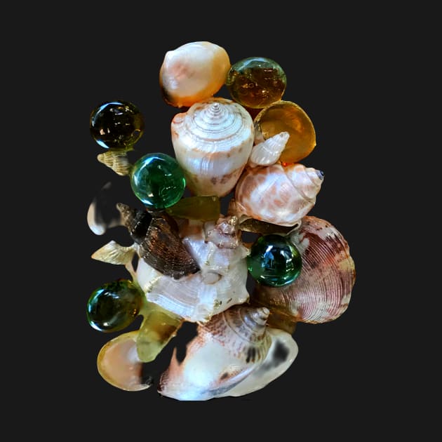Pretty shell collage with glass gems by Dillyzip1202