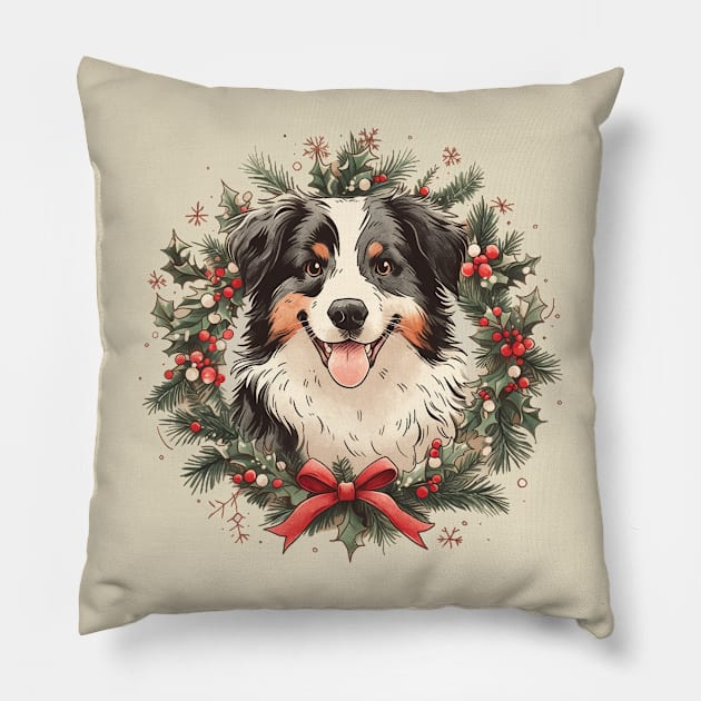 Festive Border Collie Dog Pillow by CleverboyDsgns