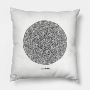 Garden Mandala - Intricate Black and White Digital Illustration, Vibrant and Eye-catching Design, Perfect gift idea for printing on shirts, wall art, home decor, stationary, phone cases and more. Pillow