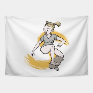 Skateboarding girl Tapestry