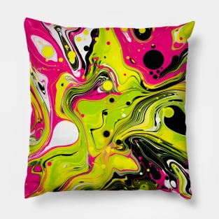 Lime Green and Magenta Flow Art Pillow