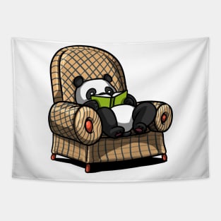 Panda Bear Book Reading Lover Tapestry