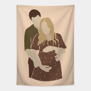 Abstract pregnant vector mother family Illustration Tapestry