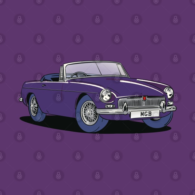 MGB Vintage Car in Purple by Webazoot