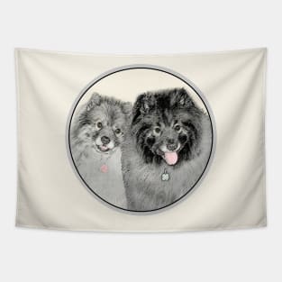 Keeshond Mom and Son Tapestry