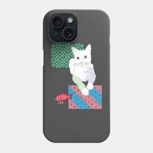 Cat with a walking fish Phone Case