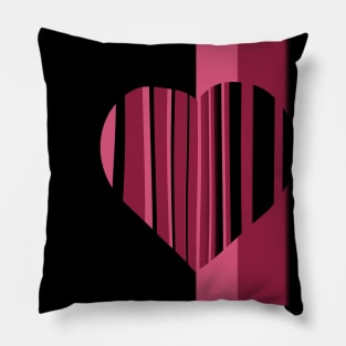 Black and pink striped Heart Pillow