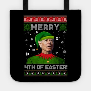 Merry 4th Of Easter Funny Joe Biden Christmas Ugly Sweater Tote