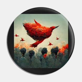 A flock of burning red birds Pin