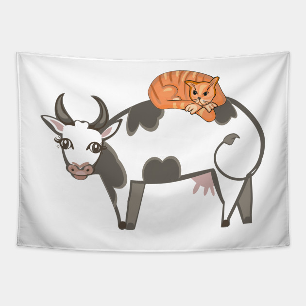 Red Cat And Cow Cow Tapestry Teepublic Au