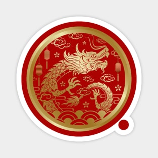Golden Chinese Year of the dragon 2024 Magnet