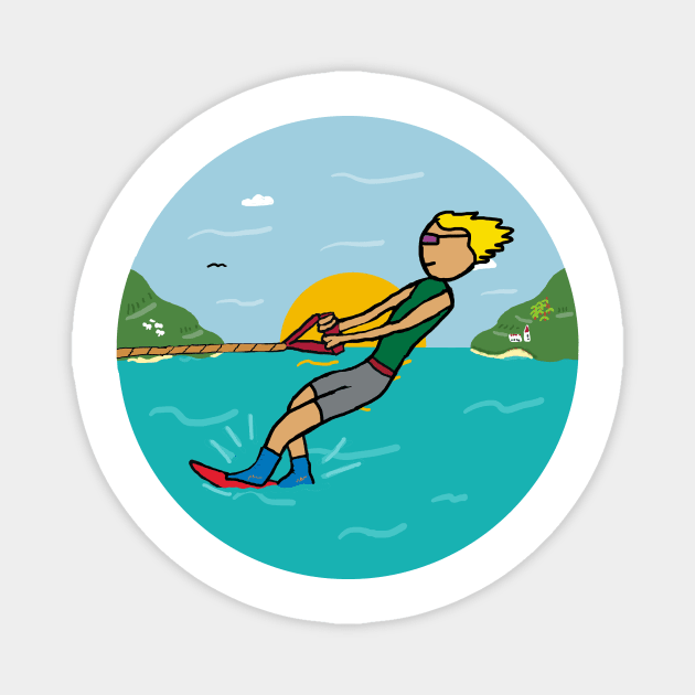 Water Skiing Magnet by Mark Ewbie