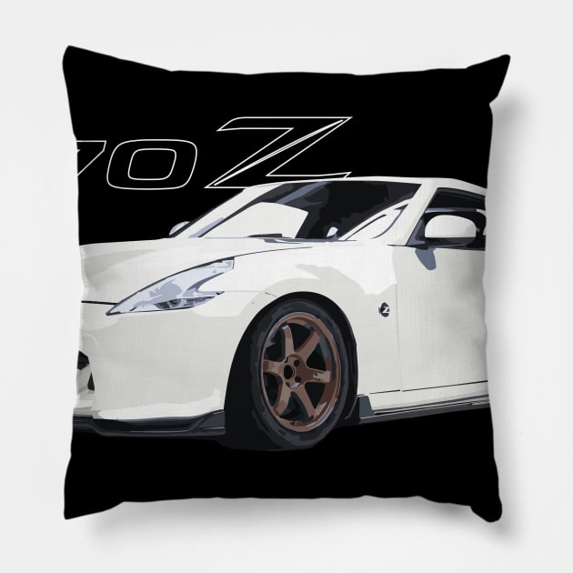 Nissan Z in White on Bronze Volks Pillow by cowtown_cowboy