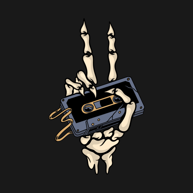 Tape and Skull, Tape and Skeleton, Tape and Hand, Music and Skull by gggraphicdesignnn