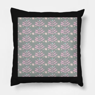 Grey and Pink Mod Blooms Pillow