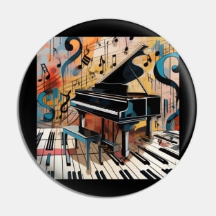 Abstract image of a piano and musical symbols Pin