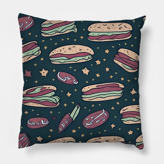 Hot dog pattern Pillow by emofix