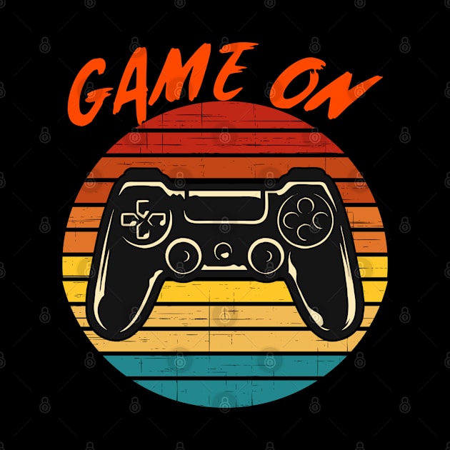 Game ON Vintage Retro Video Game Gaming Sunset by Grove Designs