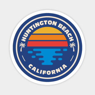 Retro Huntington Beach California Vintage Surfing Beach Emblem Magnet