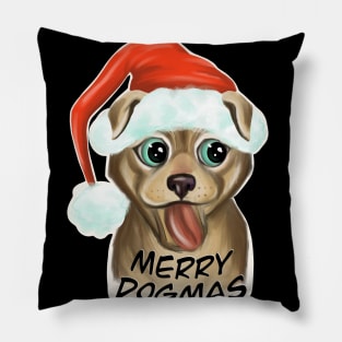 Santa Dog / Merry Dogmas / Merry Christmas / cute christmas dog Pillow