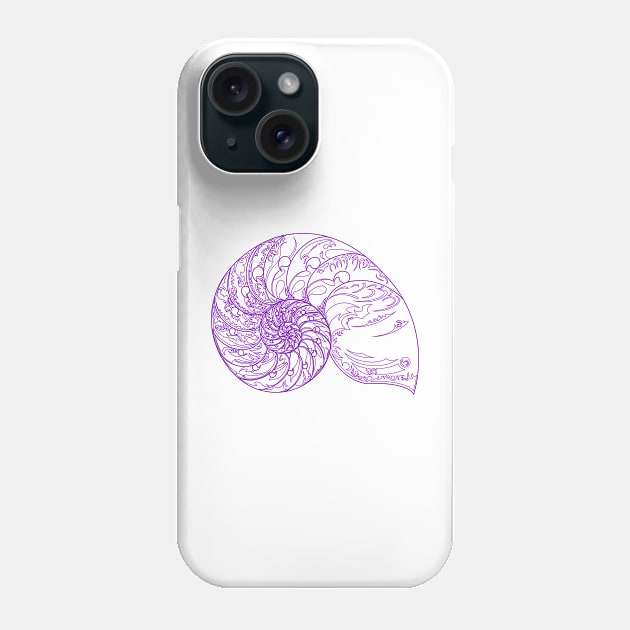 Tears of the Indigo Nautilus - Geometric Art - Septcho21 Phone Case by Amanda Lucas