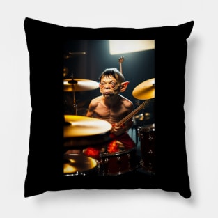 Funny Gollum playing in a heavy metal band graphic design artwork Pillow