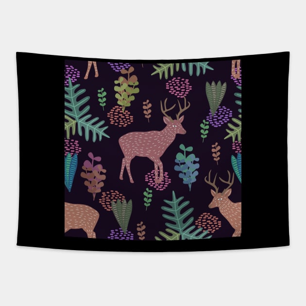 Deer Surrounded By Forest Tapestry by Graffix