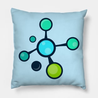 Blue green molecules science pattern Pillow