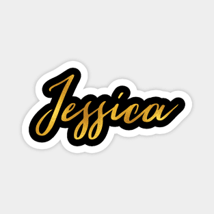 Jessica Name Hand Lettering in Faux Gold Letters Magnet