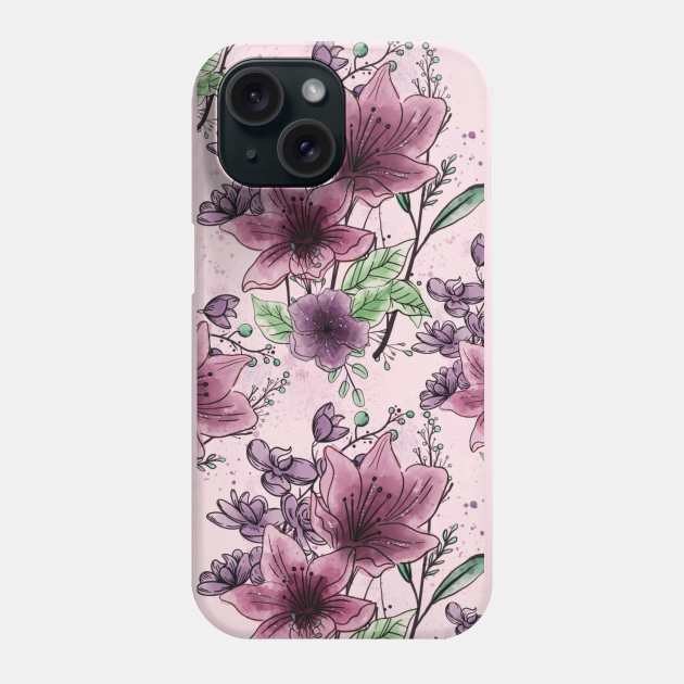 Lily flower pattern Phone Case by DeadBunny Coven