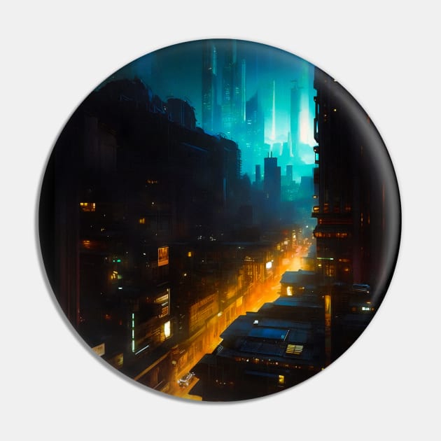 Cityscape Neon Lit At Night Pin by Taudalpoi