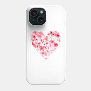 Watercolor Heart Art Print - Valentines Heart - Valentines Love - Floral Heart Phone Case