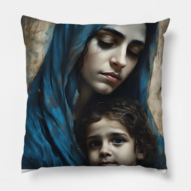 Jesus in His Holy Mother's arms Pillow by bogfl