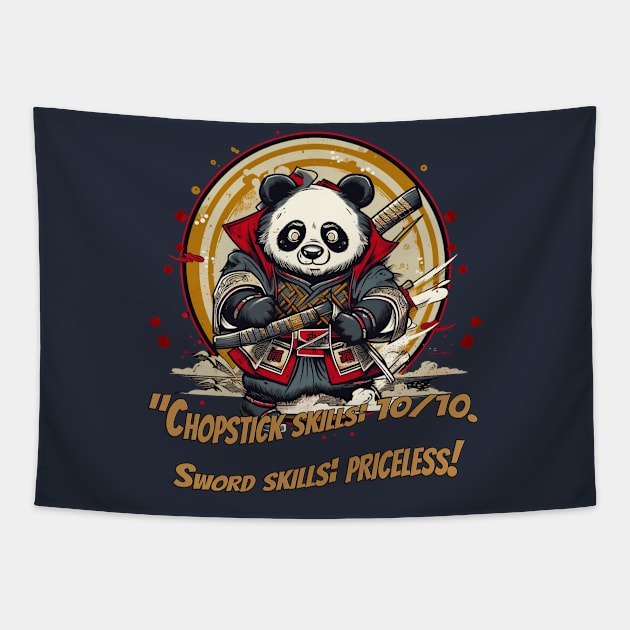 Samurai Panda - Bold and Fierce Japanese Warrior Design Tapestry by ABART BY ALEXST 