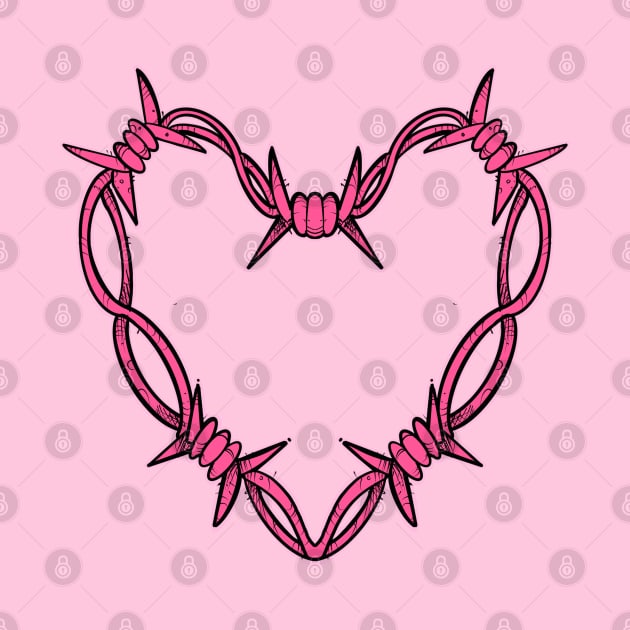 Pink barbed wire heart by weilertsen