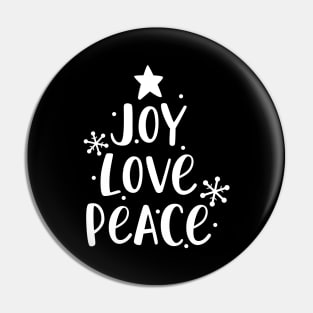 Joy Love Peace Christmas Tree Pin