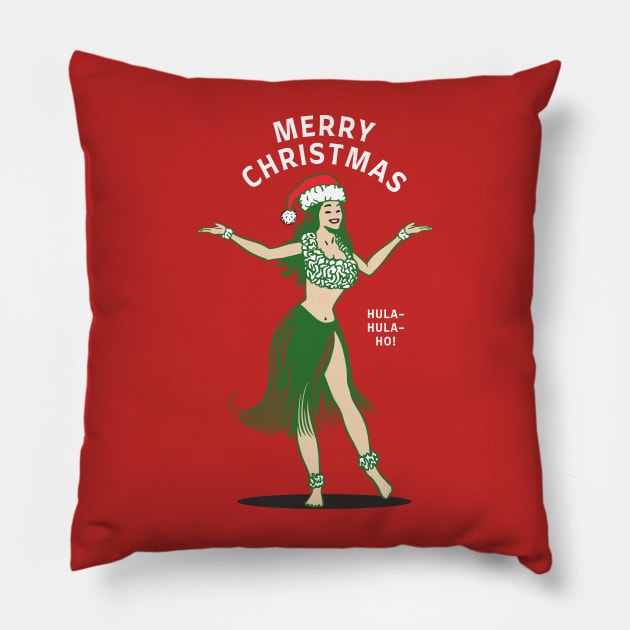 Hula-Hula-Ho This Christmas Hawaiian Hula Girl Pillow by Contentarama