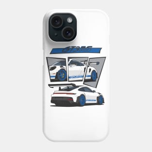 car 911 gt3 rs racing edition detail white blue Phone Case