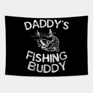 Kids Daddy's Fishing Buddy T-Shirt Young Fisherman Gift Shirt Tapestry